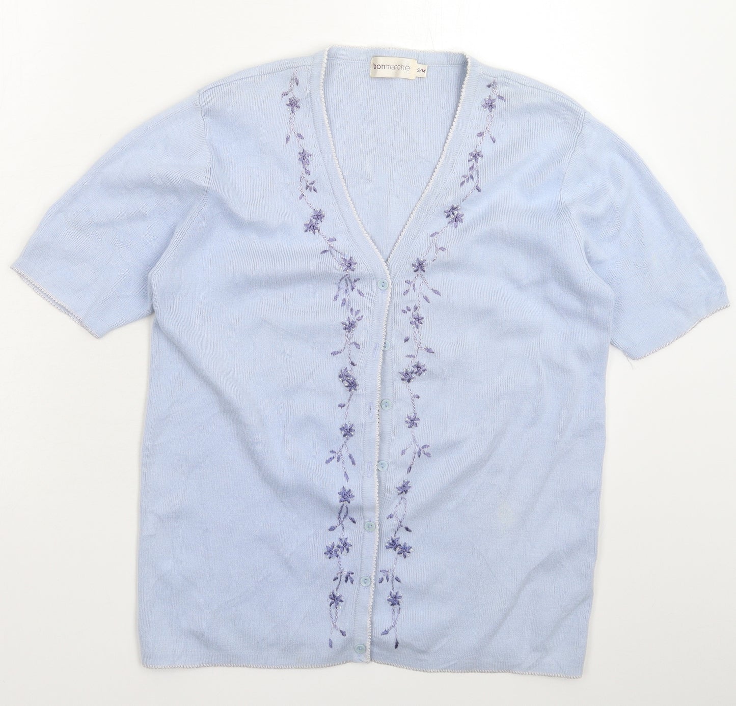 Bonmarché Mens Blue Floral Knit Cardigan Jumper Size M