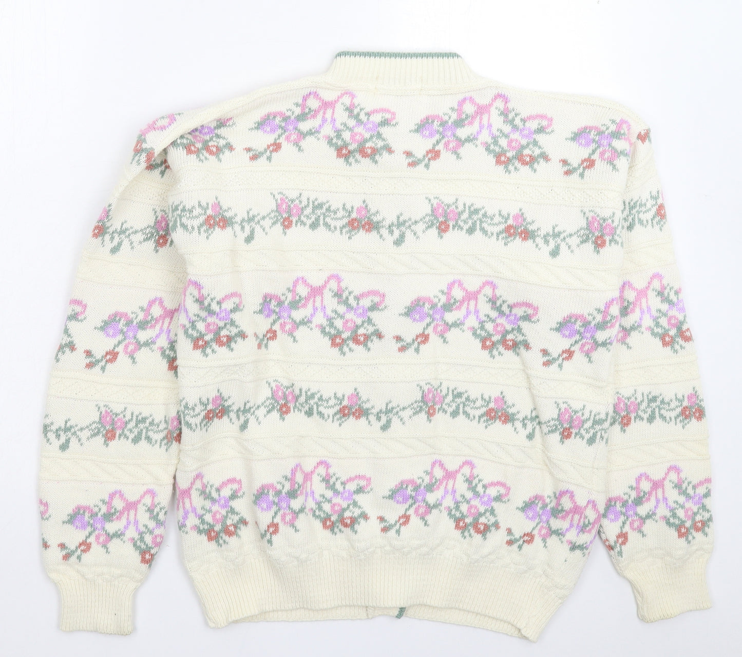 Ministers Womens White Floral Knit Cardigan Jumper Size 18