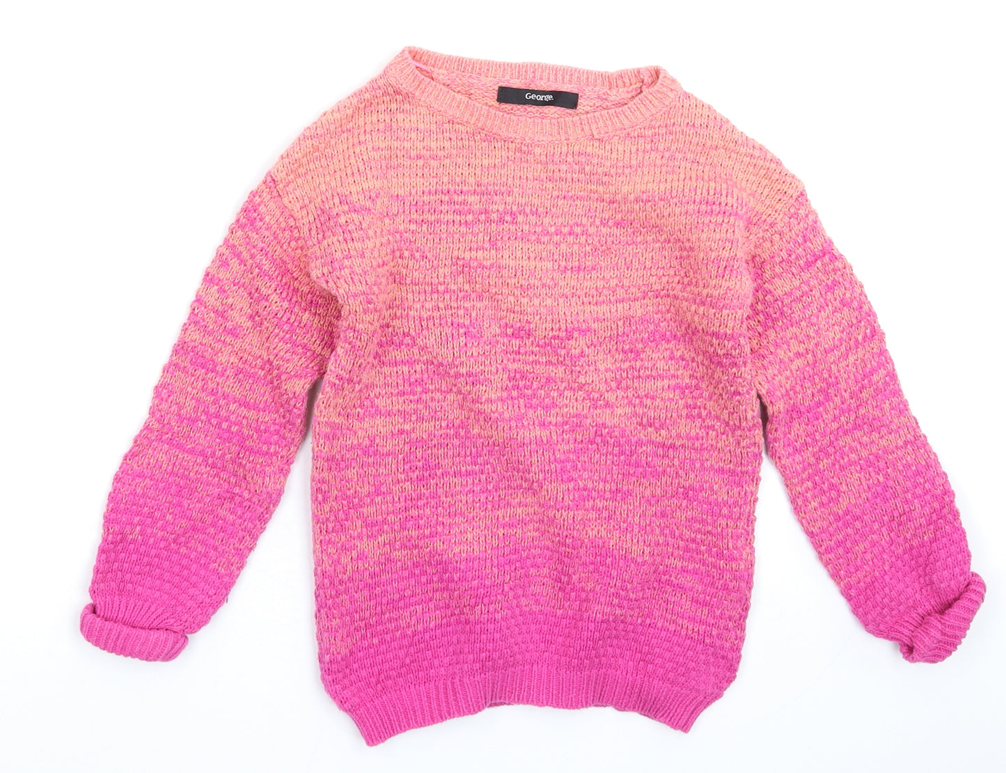 George Girls Pink  Knit Pullover Jumper Size 5-6 Years