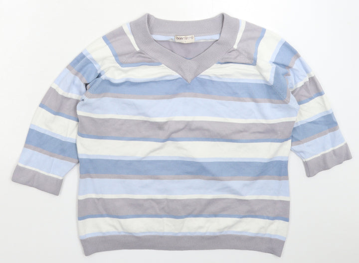 Bonmarché Womens Multicoloured Striped Knit Pullover Jumper Size L