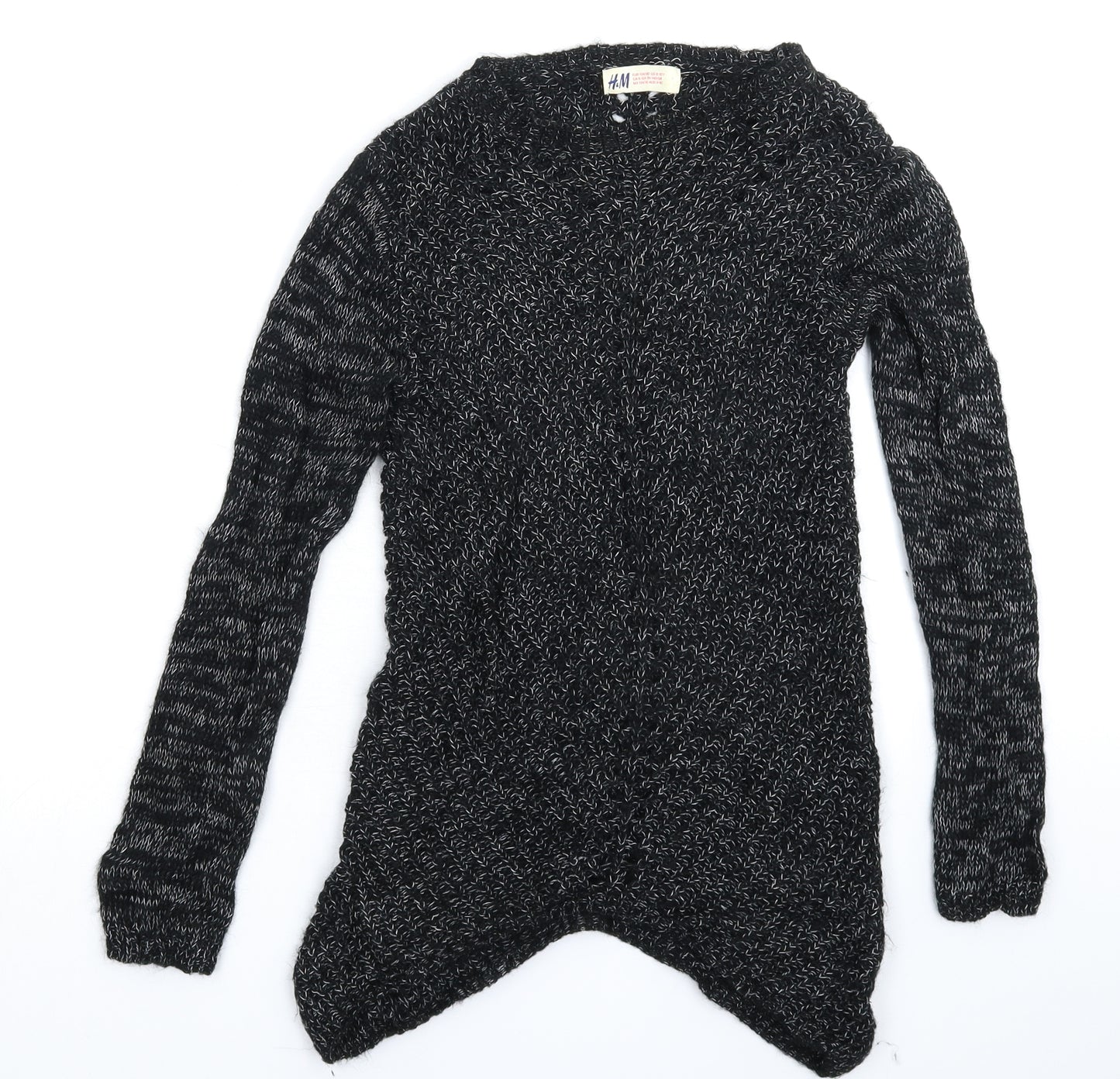 H&M Girls Black  Knit Pullover Jumper Size 9-10 Years