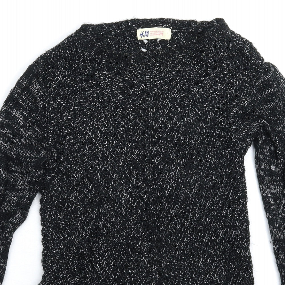 H&M Girls Black  Knit Pullover Jumper Size 9-10 Years