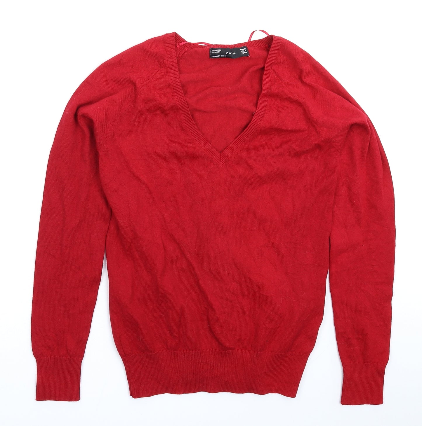 Zara Womens Red  Knit Pullover Jumper Size M