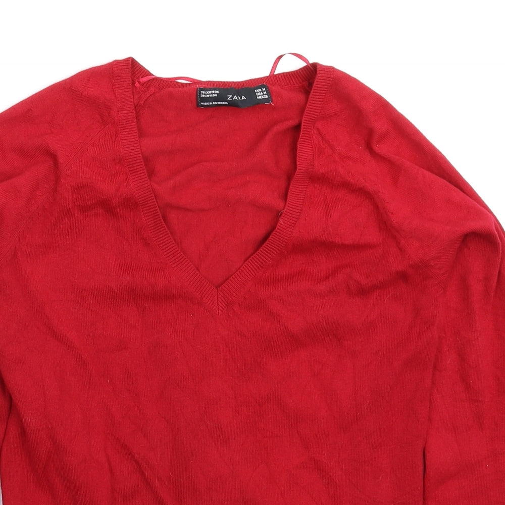Zara Womens Red  Knit Pullover Jumper Size M