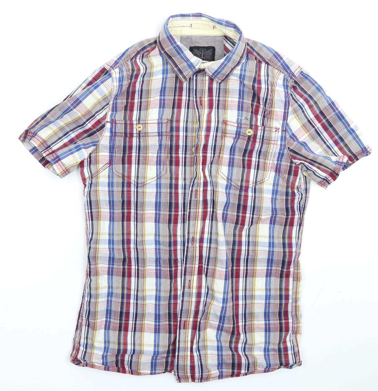 Firetrap Mens Multicoloured Check   Button-Up Size M
