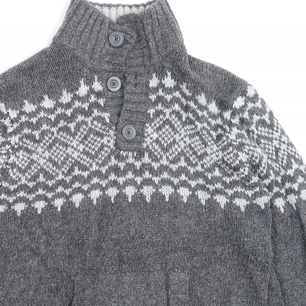 TU Mens Grey Geometric Knit Pullover Jumper Size L