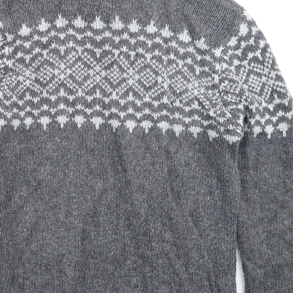 TU Mens Grey Geometric Knit Pullover Jumper Size L