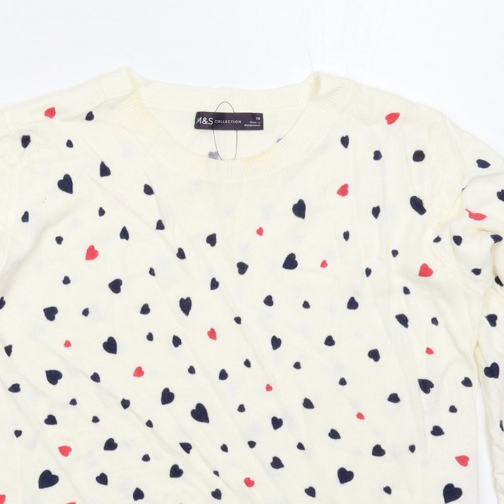 Marks and Spencer Womens White  Knit Pullover Jumper Size 10