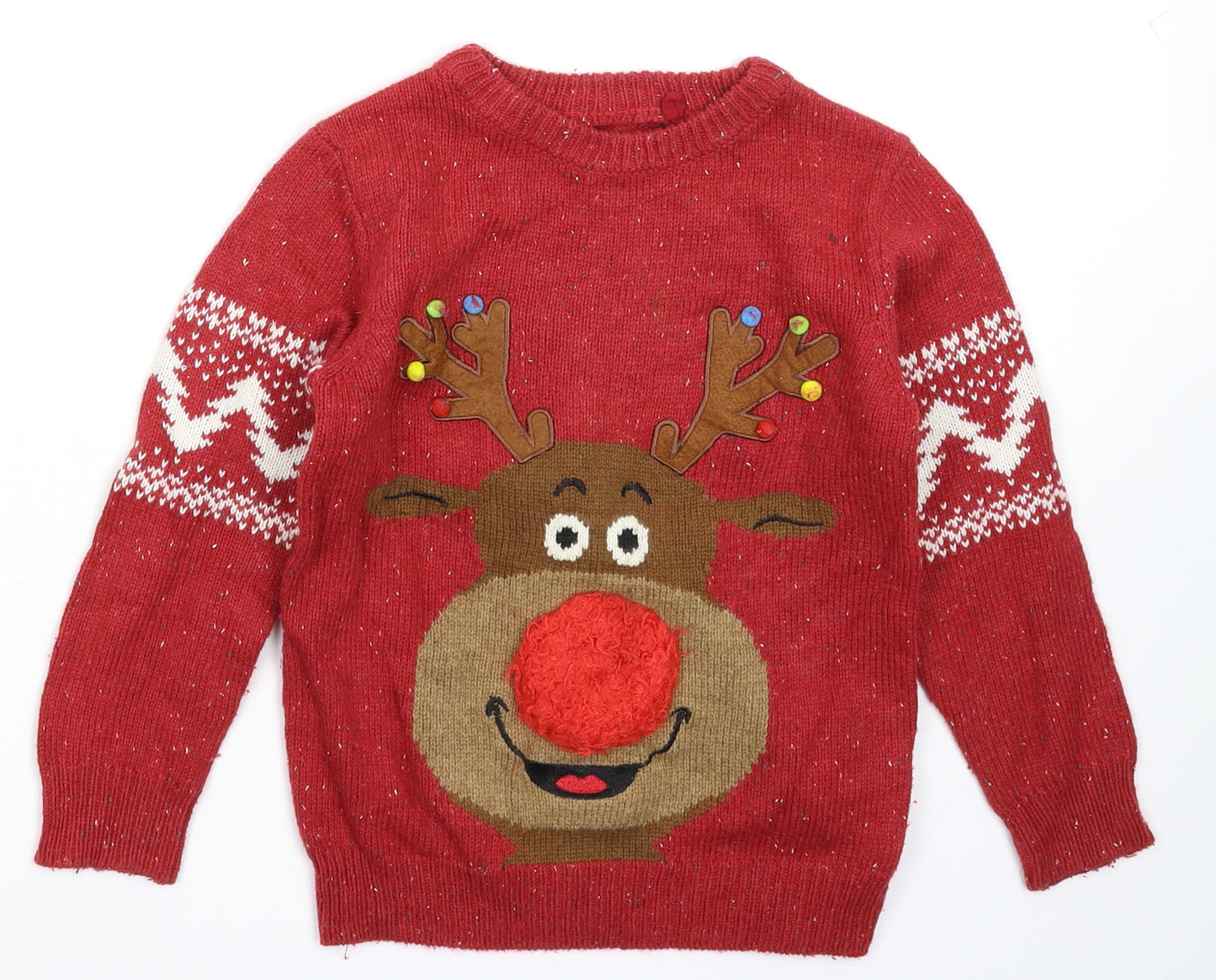 NEXT Boys Red  Knit Pullover Jumper Size 5-6 Years
