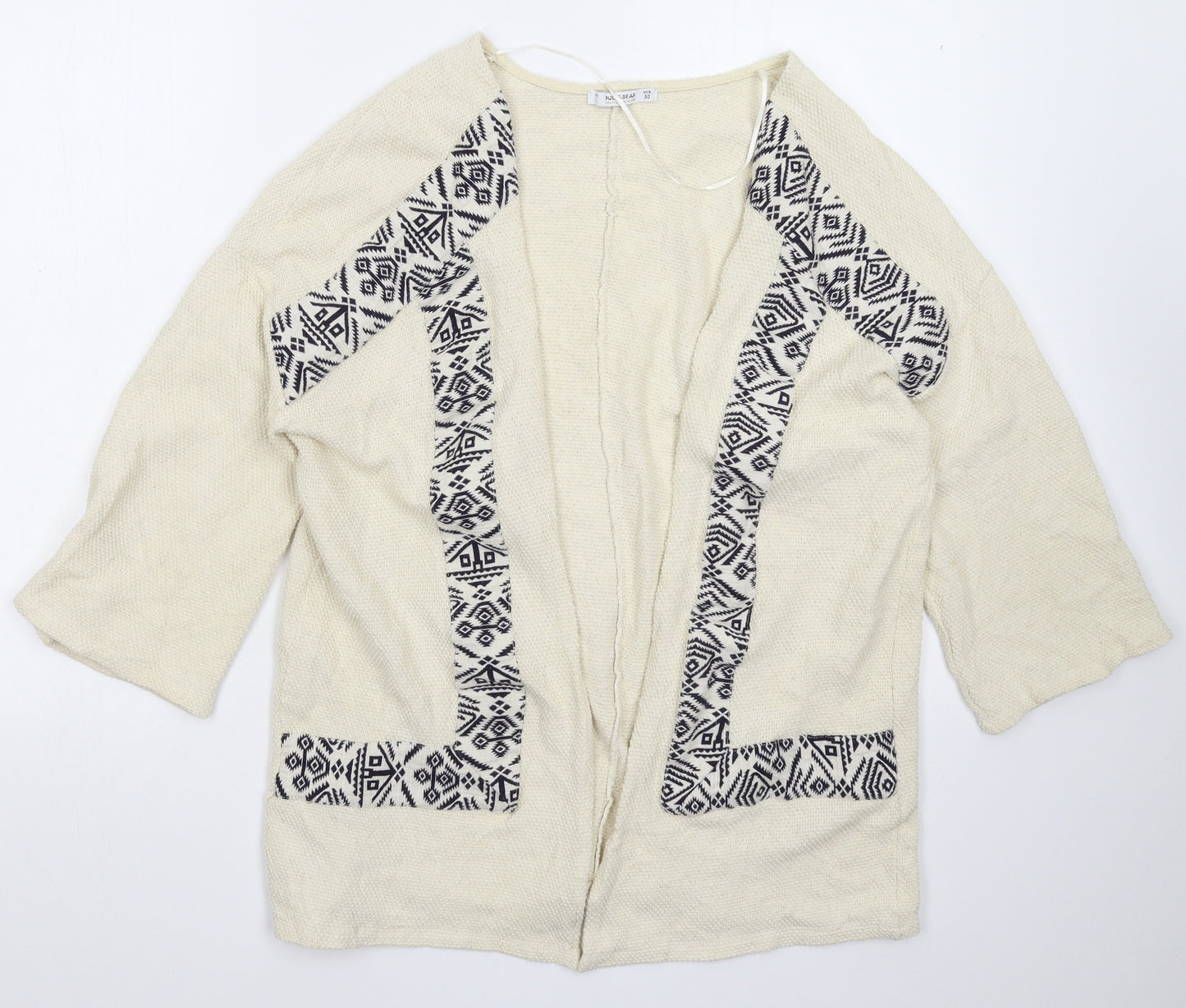 Pull&Bear Womens White  Knit Cardigan Jumper Size L