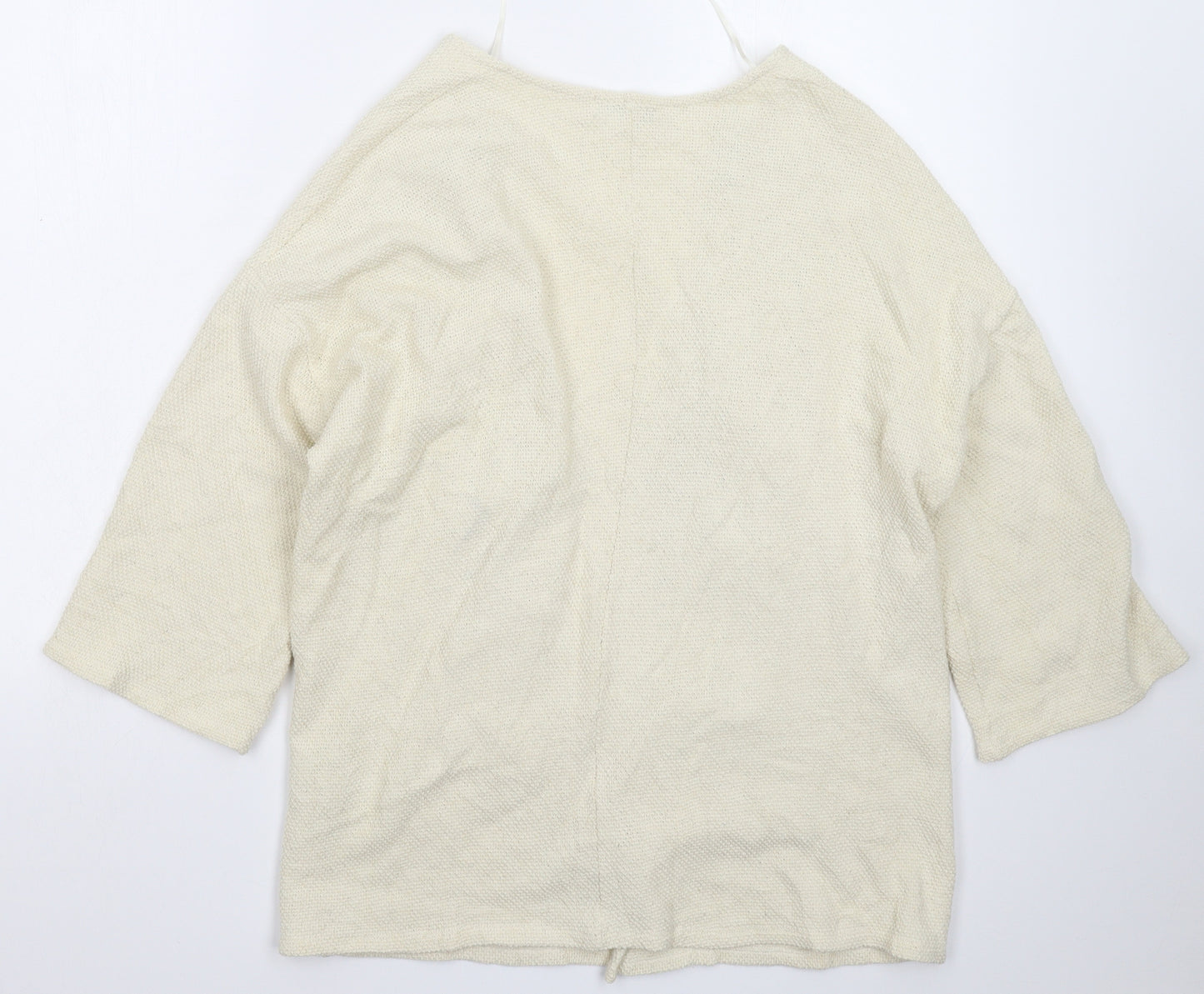 Pull&Bear Womens White  Knit Cardigan Jumper Size L