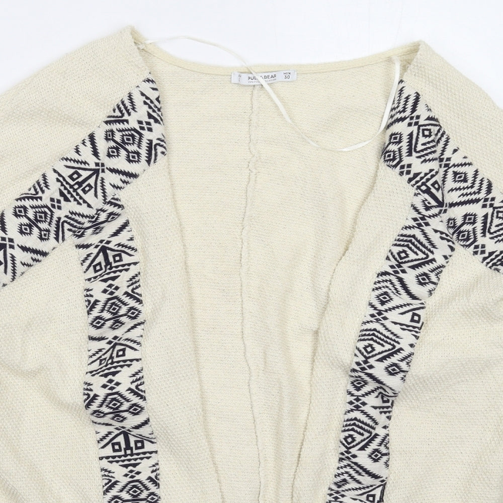Pull&Bear Womens White  Knit Cardigan Jumper Size L