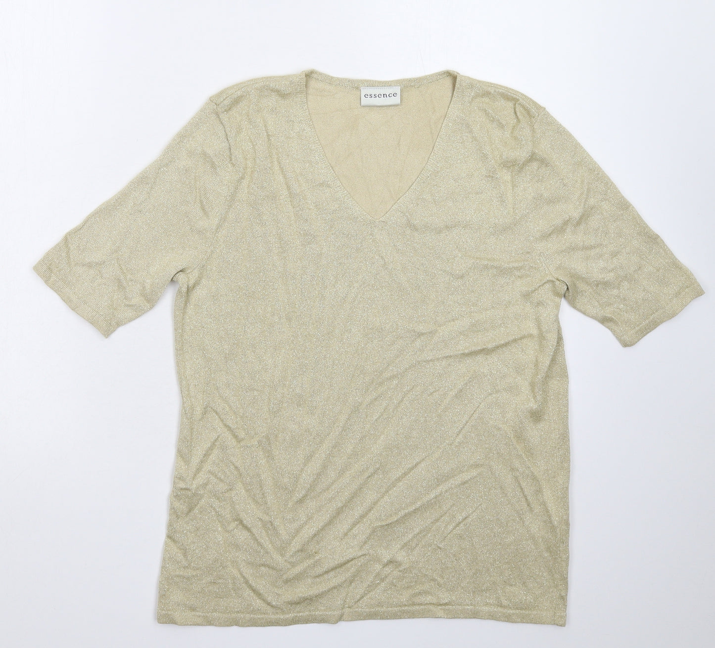 essence Womens Gold  Knit Pullover Jumper Size 16