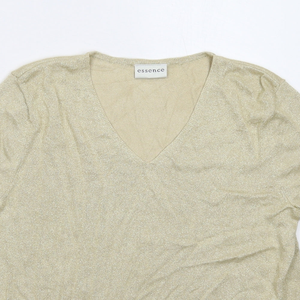 essence Womens Gold  Knit Pullover Jumper Size 16