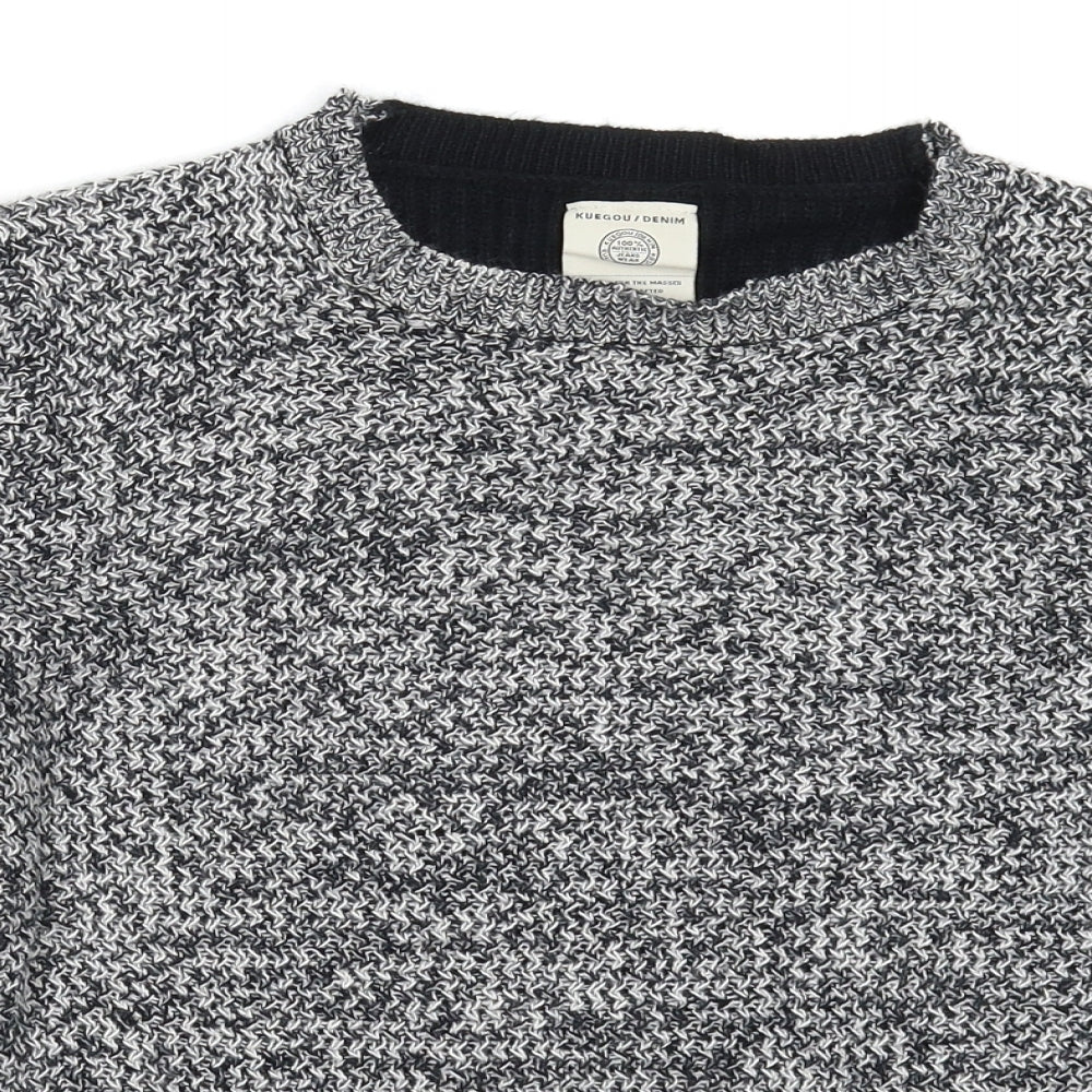 Kuegou Womens Grey  Knit Pullover Jumper Size L