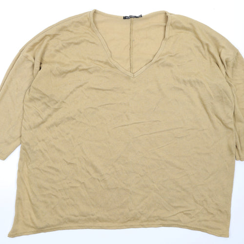 Boohoo Womens Beige  Knit Pullover Jumper Size 16  - Oversized