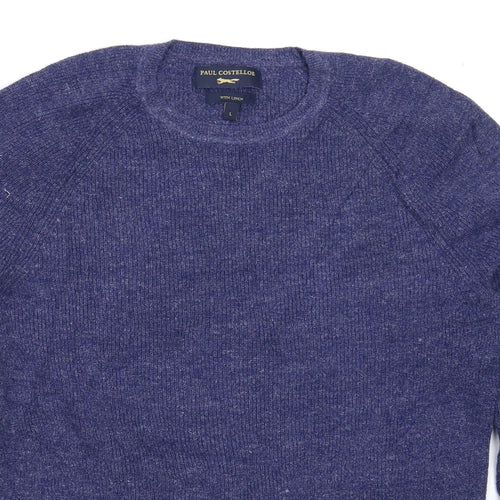 Paul Costelloe Mens Blue  Knit Pullover Jumper Size L