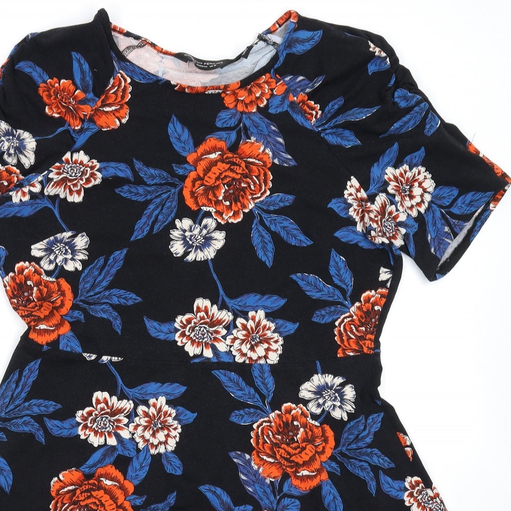 Dorothy Perkins Womens Black Floral  Fit & Flare  Size 12