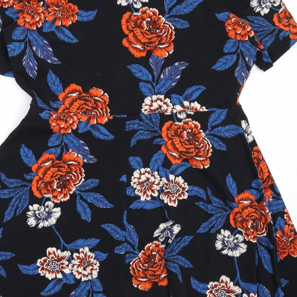 Dorothy Perkins Womens Black Floral  Fit & Flare  Size 12
