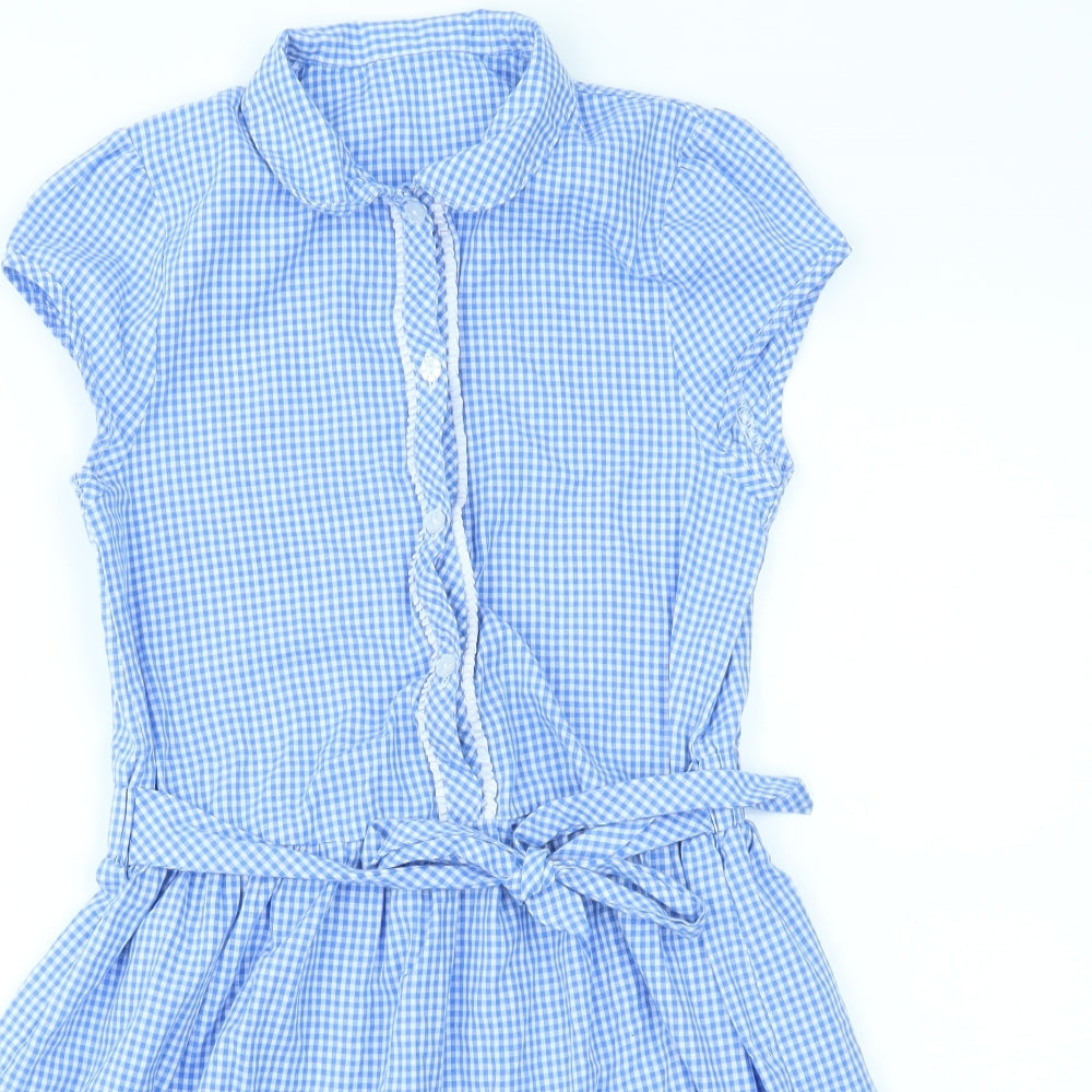 George Girls Blue Check  Fit & Flare  Size 10-11 Years