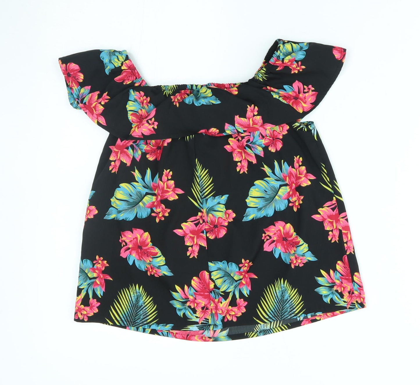 Primark Girls Black Floral  Basic Blouse Size 10-11 Years