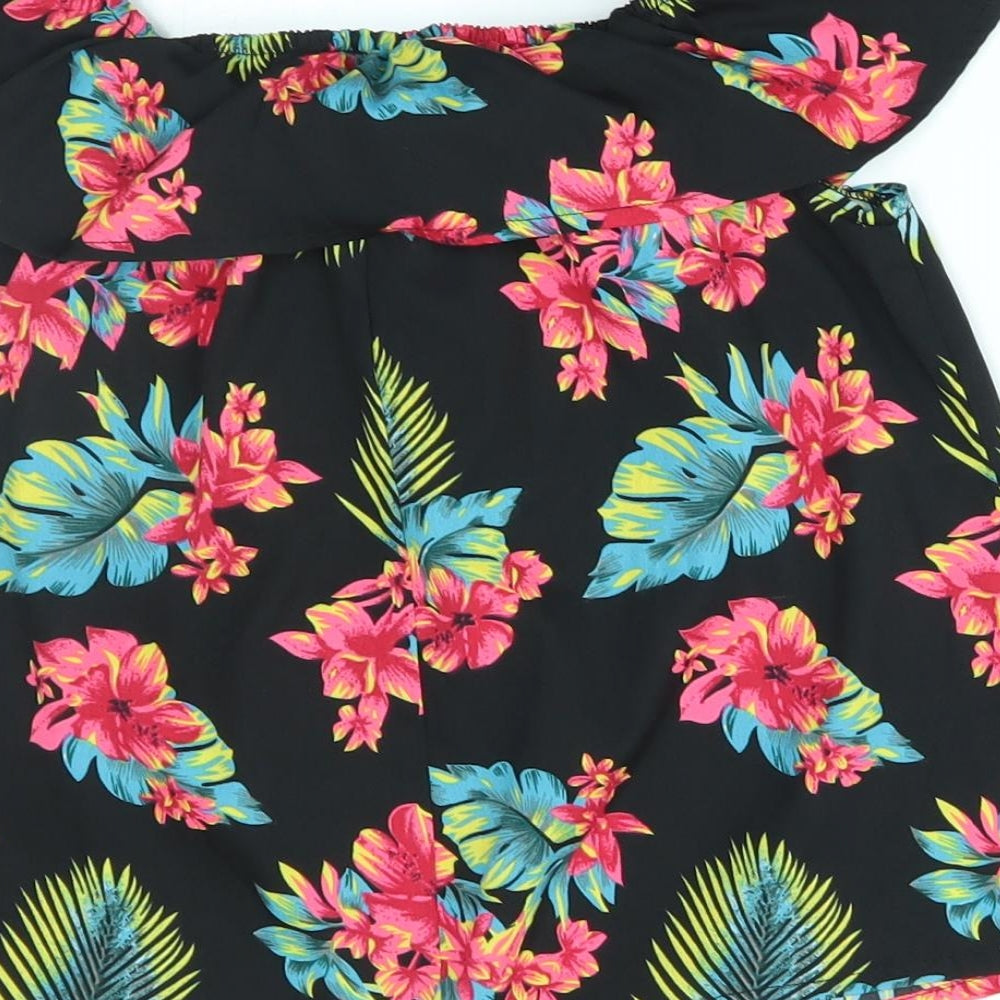 Primark Girls Black Floral  Basic Blouse Size 10-11 Years