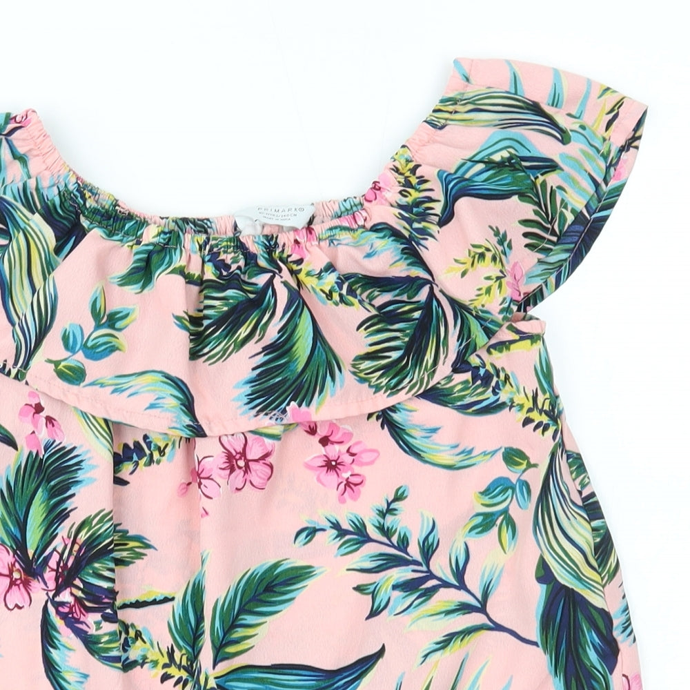 Primark Girls Pink Floral  Basic Blouse Size 10-11 Years