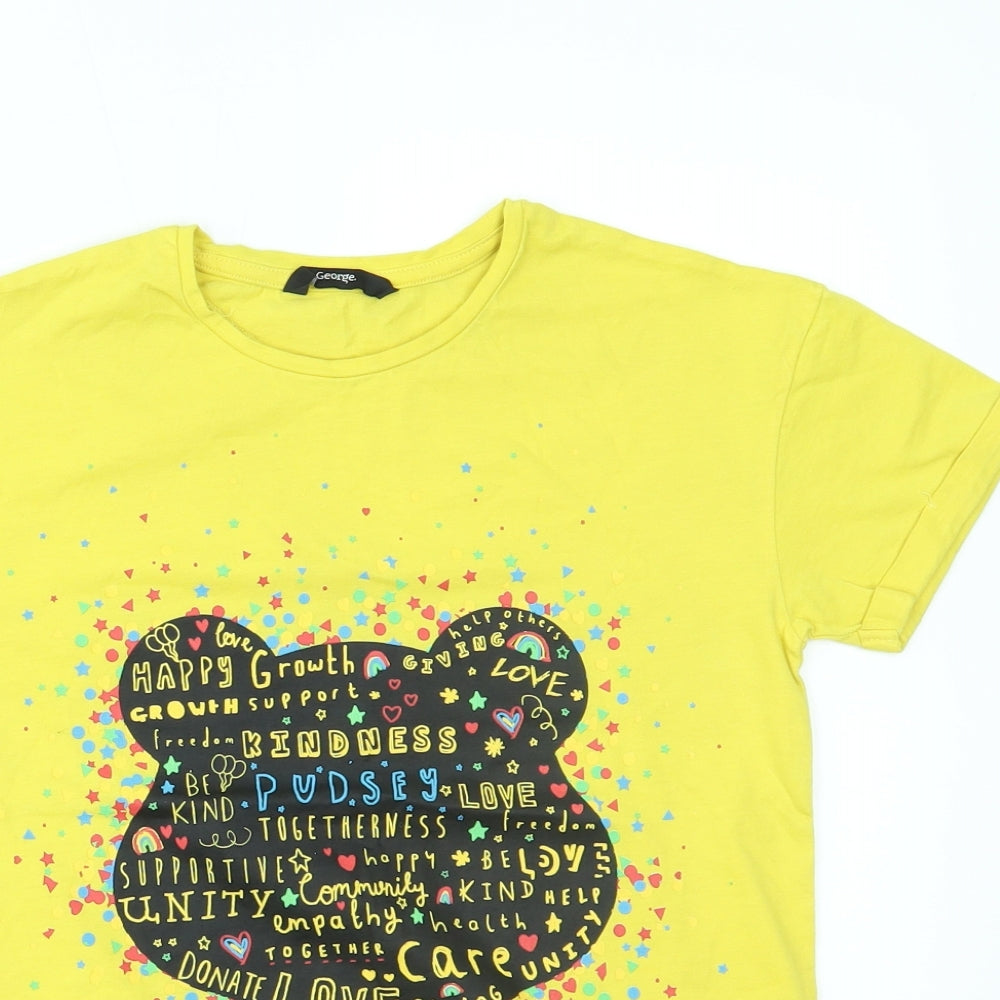 George Boys Yellow   Basic T-Shirt Size 11-12 Years  - children in need