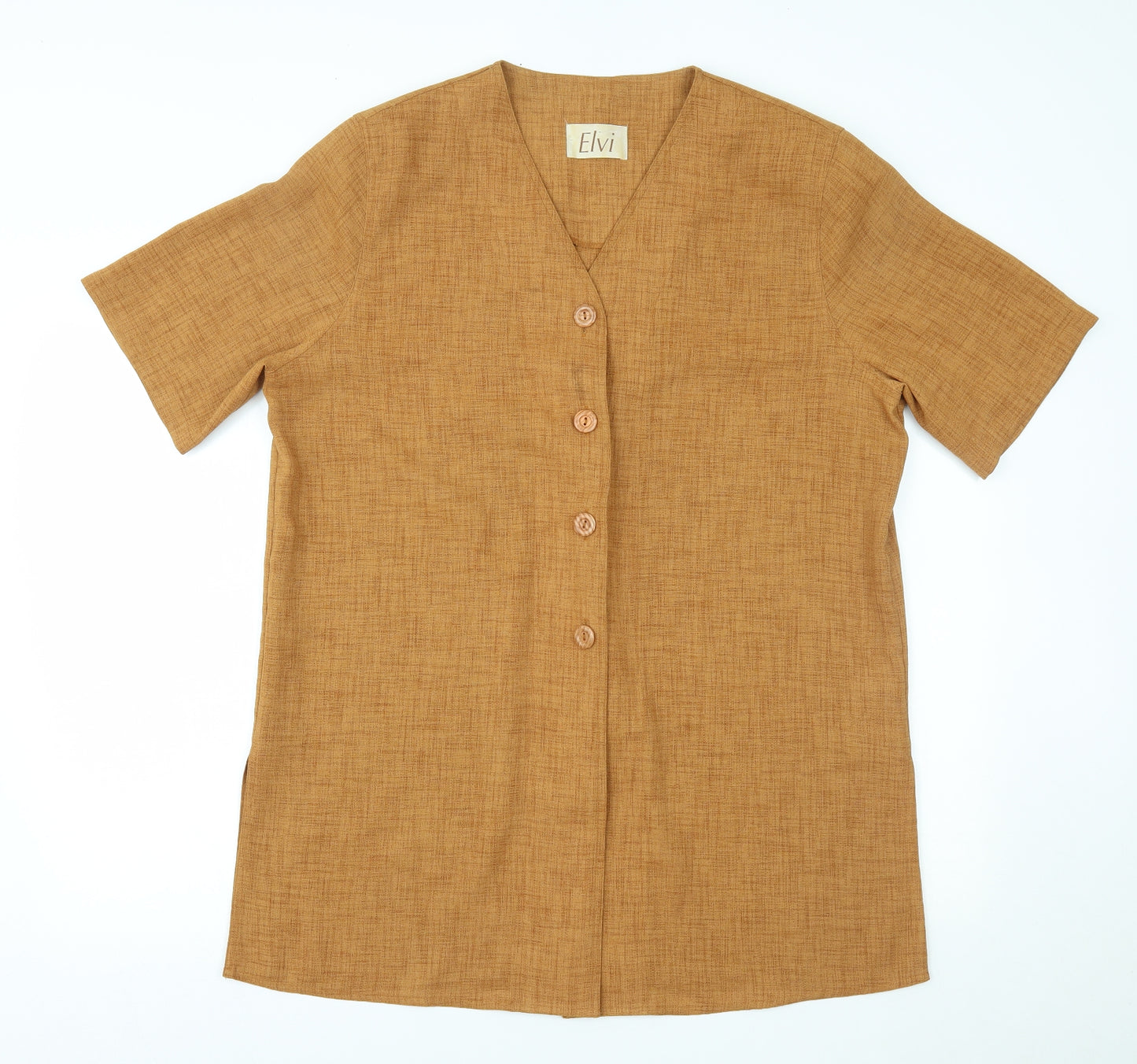 ELVI Womens Orange   Basic Button-Up Size 16