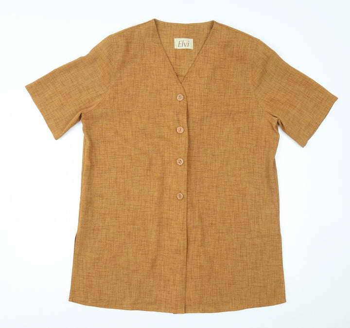 ELVI Womens Orange   Basic Button-Up Size 16