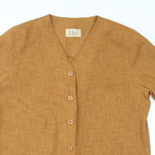ELVI Womens Orange   Basic Button-Up Size 16