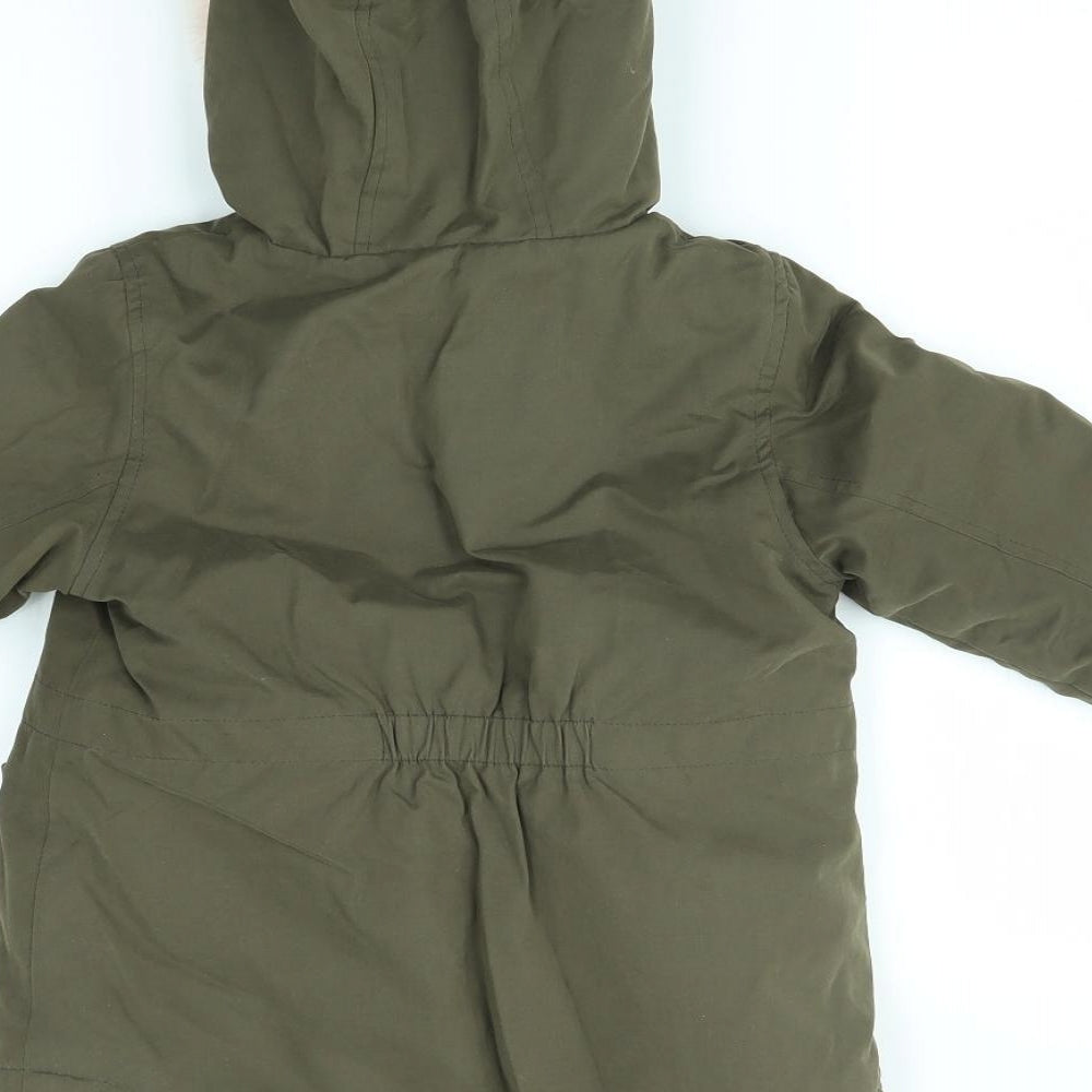 George Girls Green   Parka Coat Size 3-4 Years  - unicorn