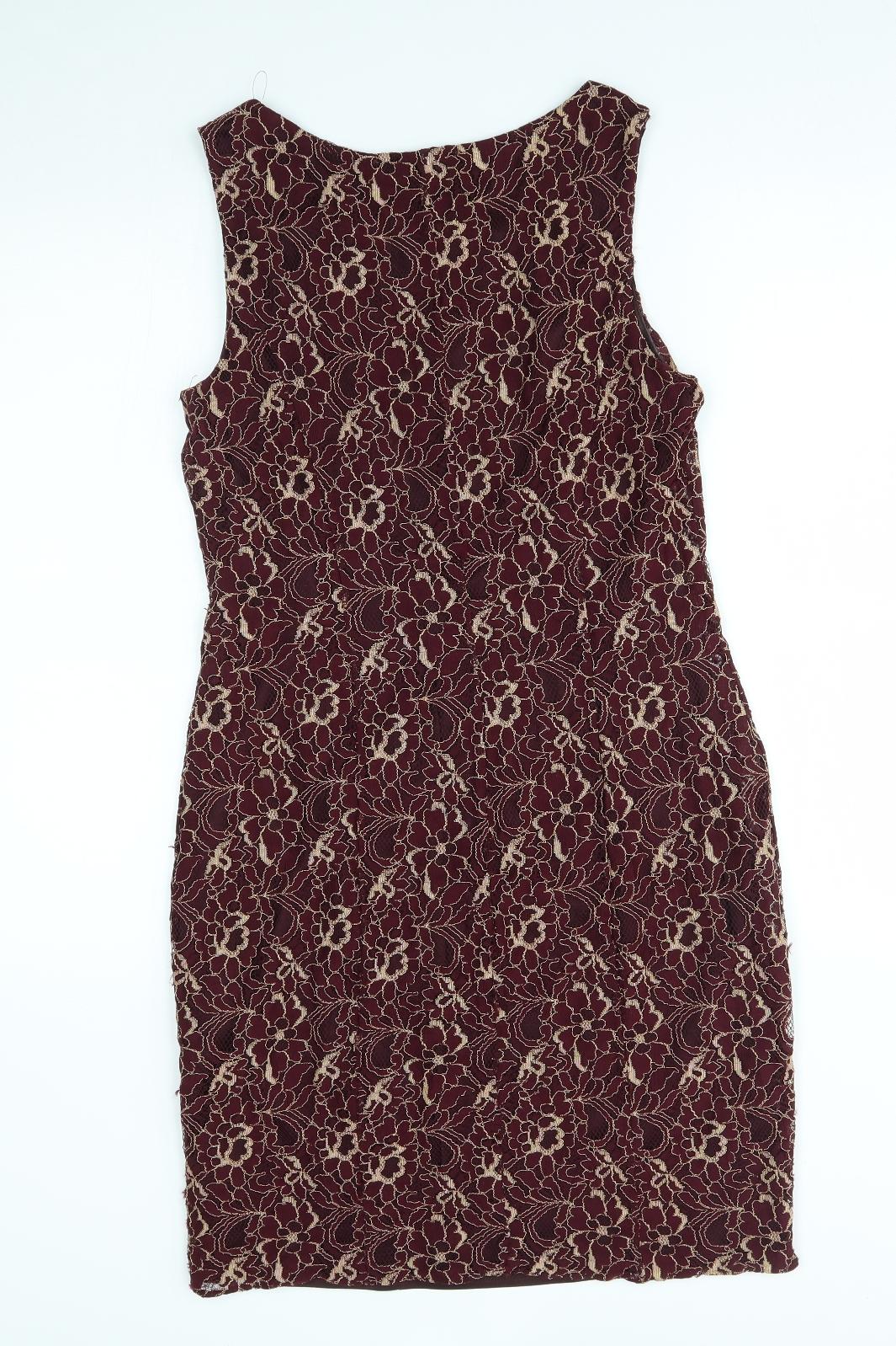 F&F Womens Red Floral  Pencil Dress  Size 12