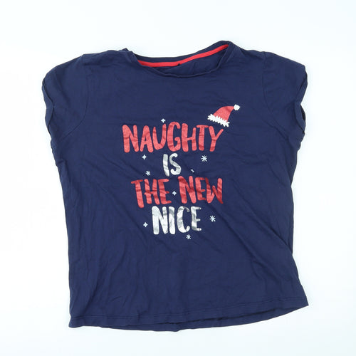 George Womens Blue   Basic T-Shirt Size 12  - naughty is the new nice, christmas