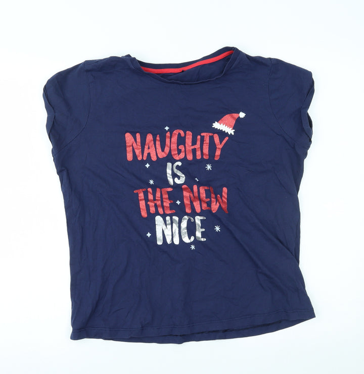 George Womens Blue Basic T-Shirt Size 12 - naughty is the new nice, christmas