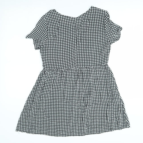 H&M Womens Grey Check  Fit & Flare  Size 10