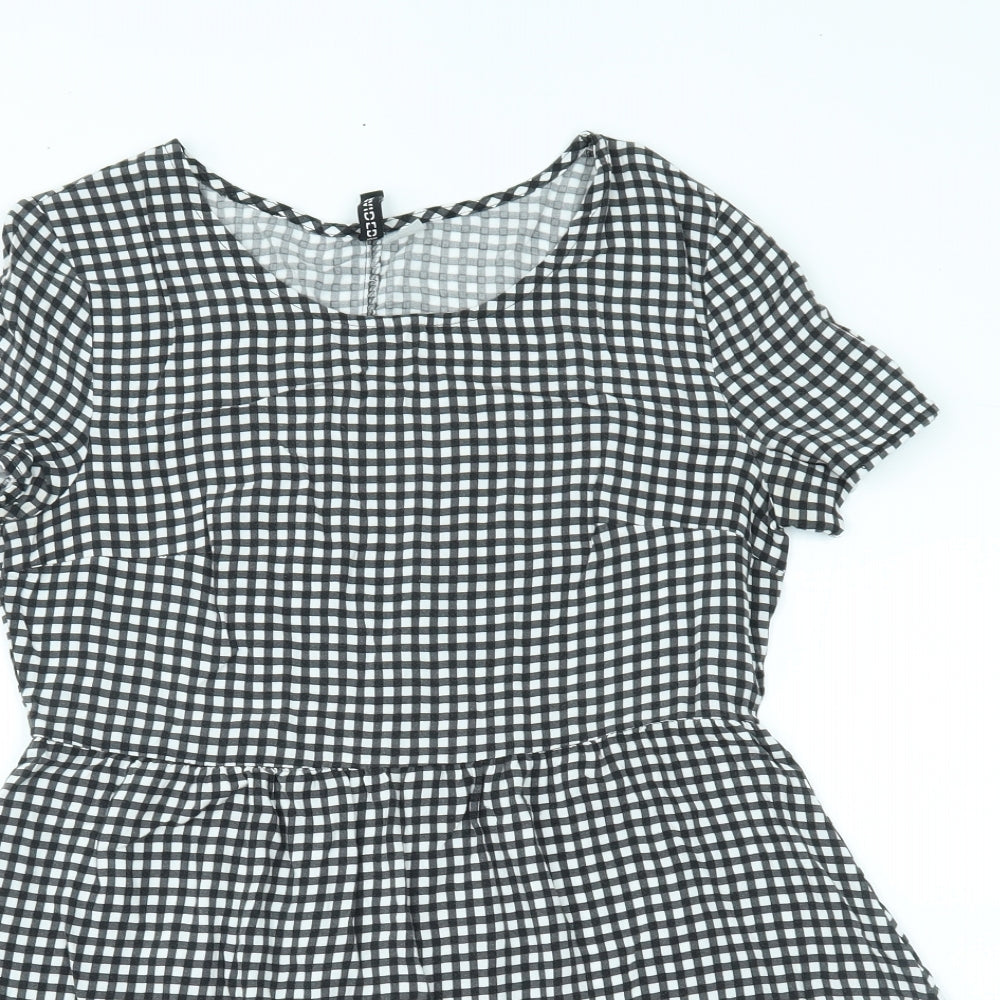 H&M Womens Grey Check  Fit & Flare  Size 10
