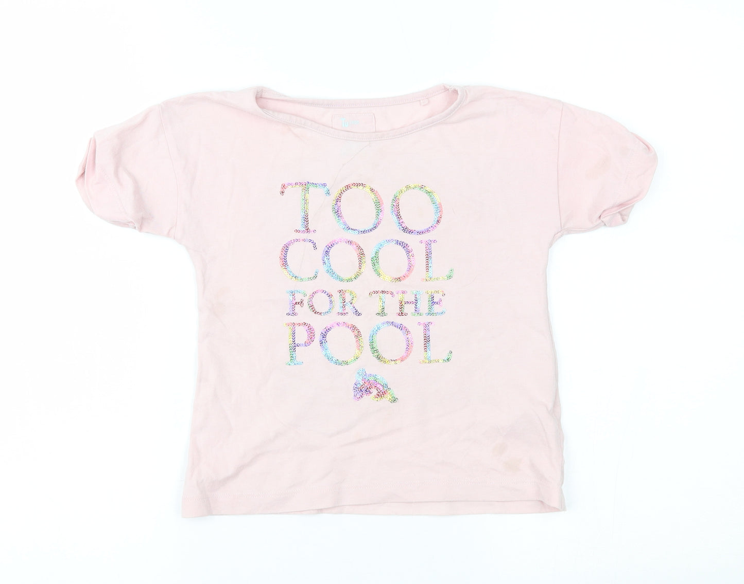 TU Girls Pink   Basic T-Shirt Size 8 Years  - too cool for the pool