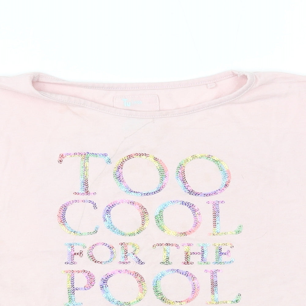 TU Girls Pink   Basic T-Shirt Size 8 Years  - too cool for the pool