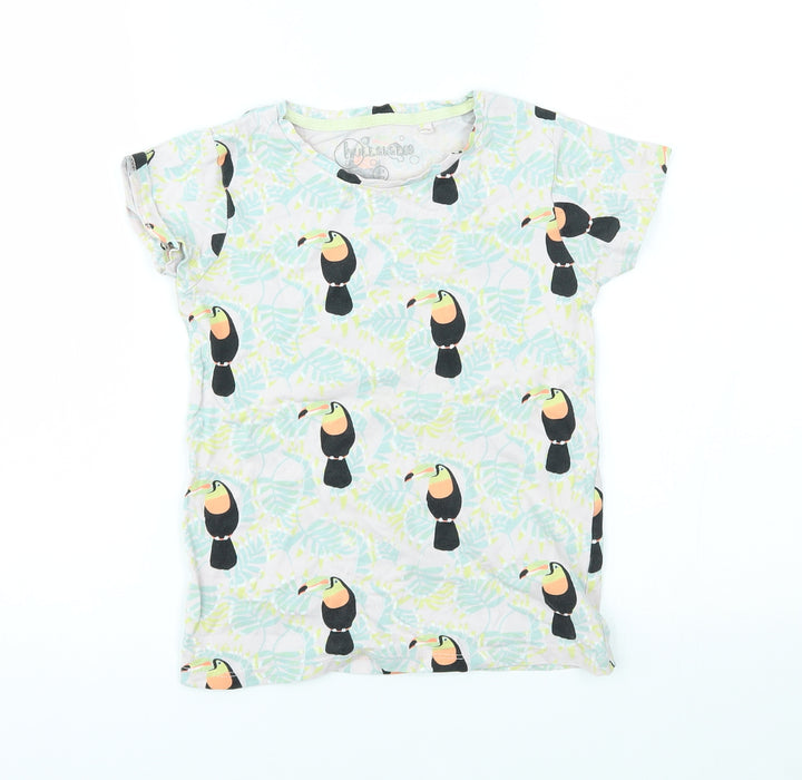 hullabaloo Girls Pink Floral  Basic T-Shirt Size 7-8 Years  - tucaan
