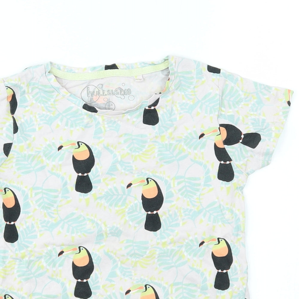 hullabaloo Girls Pink Floral  Basic T-Shirt Size 7-8 Years  - tucaan
