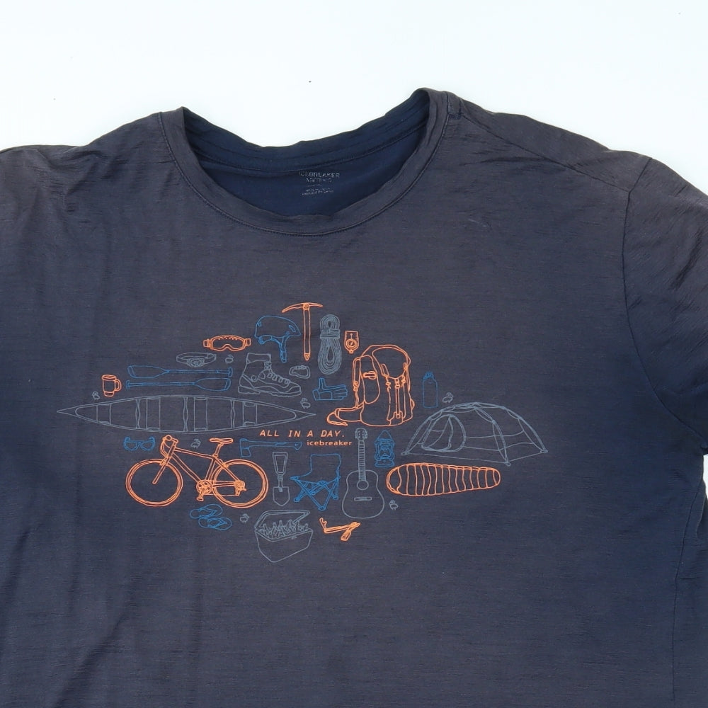 Icebreaker Mens Blue   Basic T-Shirt Size L