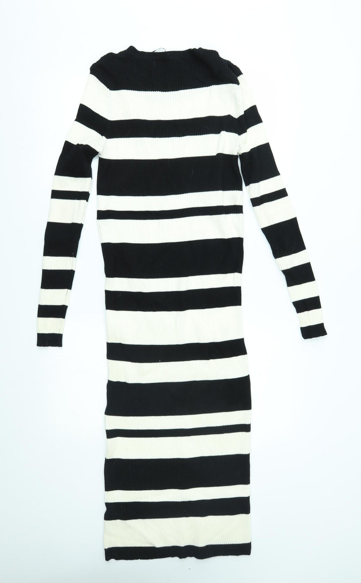 QED London Womens Black Striped Jumper Dress Size L