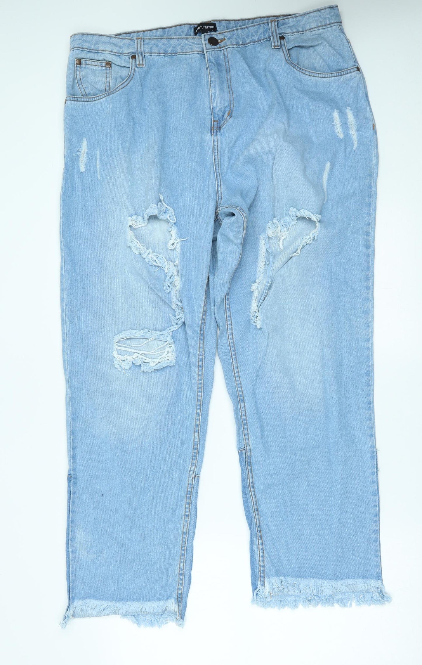 PRETTYLITTLETHING Womens Blue   Straight Jeans Size 18 L28 in