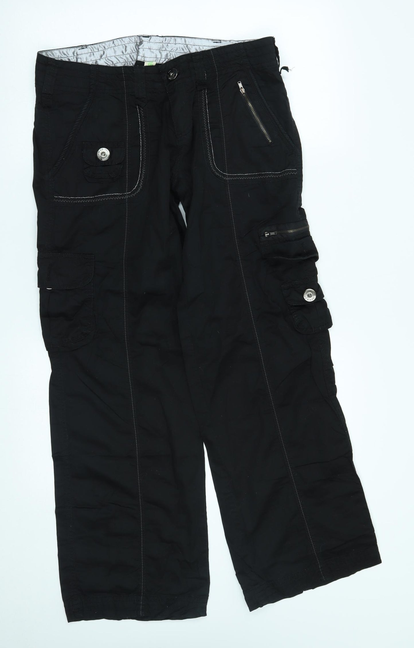 denim co Womens Black   Cargo Trousers Size 12 L31 in