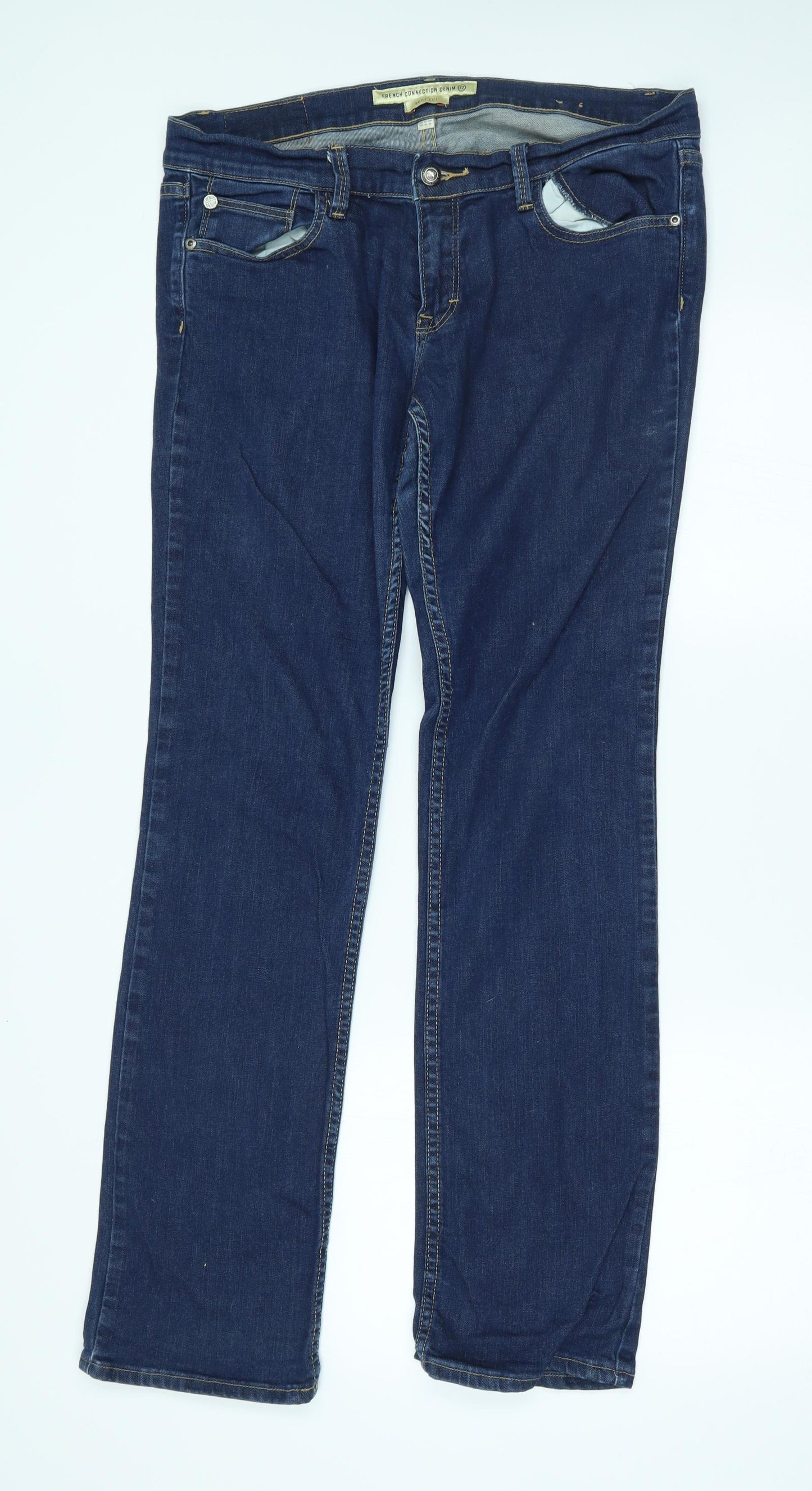French Connection Womens Blue   Straight Jeans Size 14 L31 in