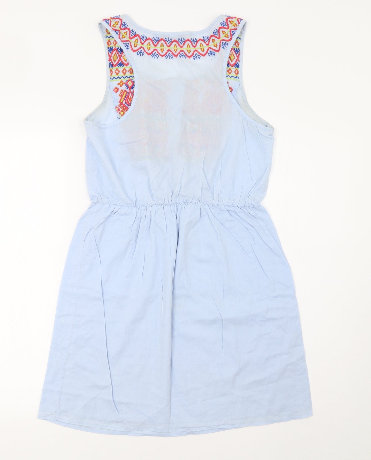 Internacionale Womens Blue Geometric  A-Line  Size 8