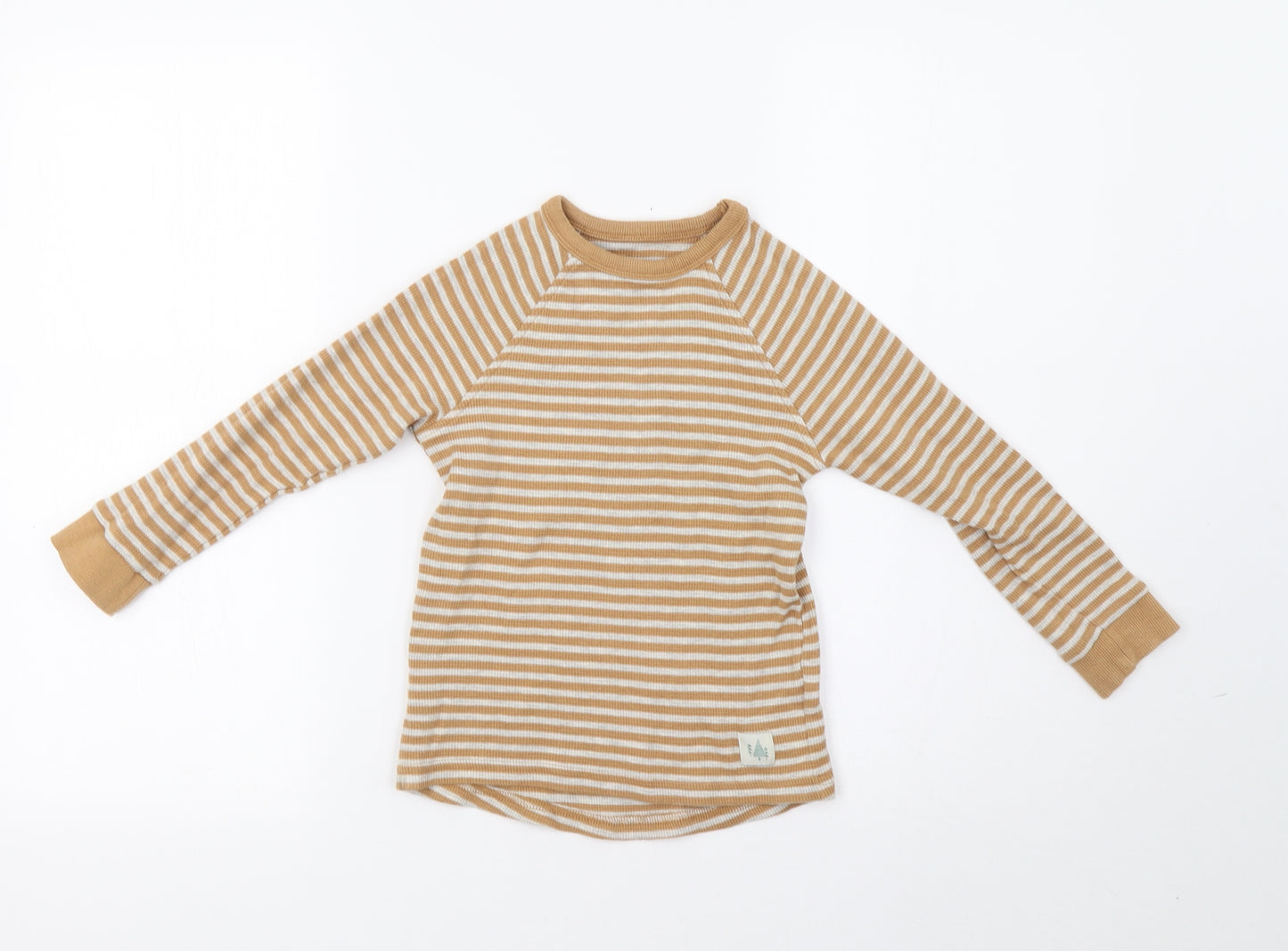 George Girls Beige Striped  Basic T-Shirt Size 4-5 Years