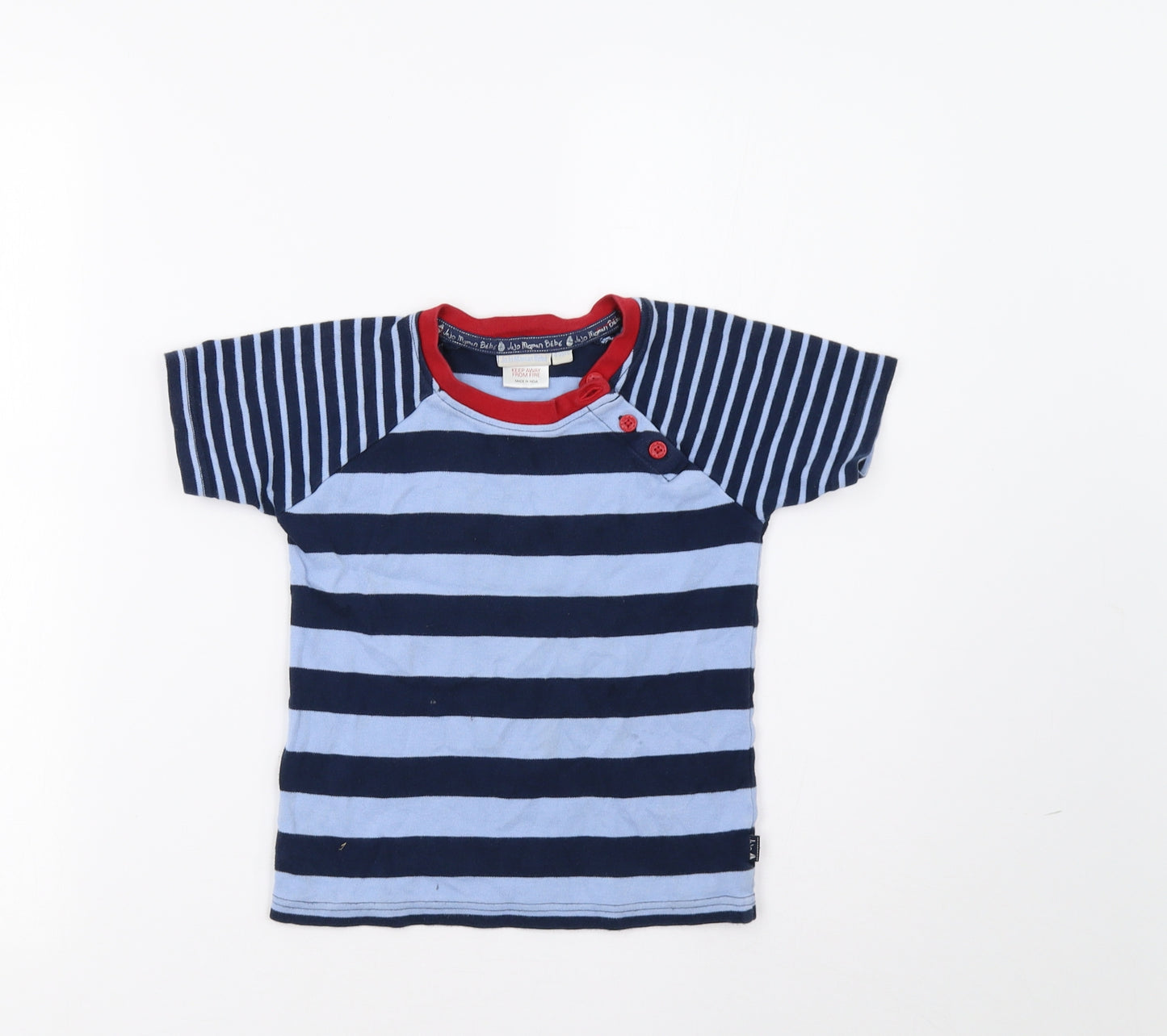 JoJo Maman Bébé Boys Blue Striped  Basic T-Shirt Size 4-5 Years
