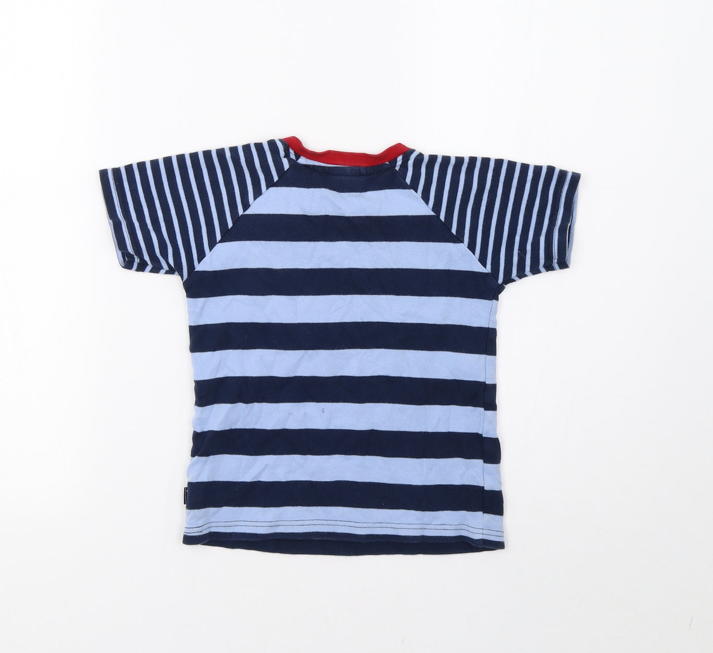 JoJo Maman Bébé Boys Blue Striped  Basic T-Shirt Size 4-5 Years